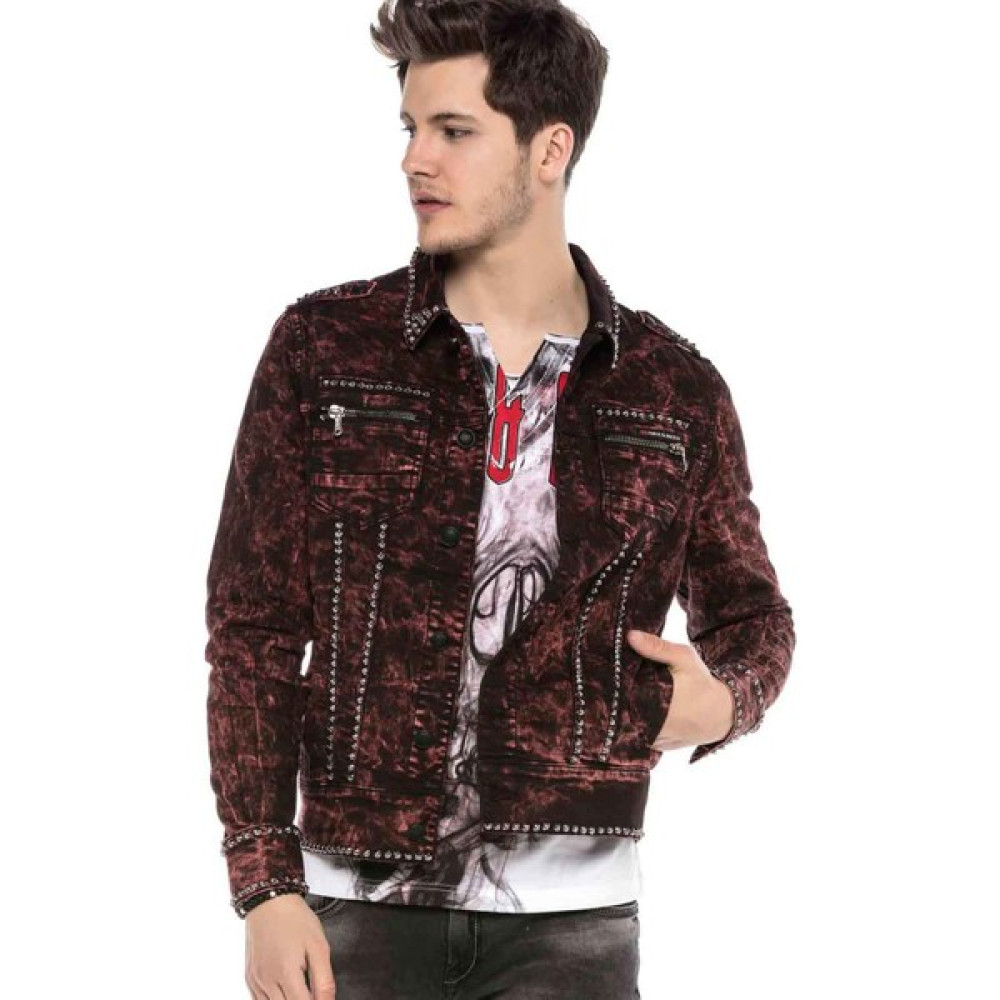 Cipo & Baxx CJ251 Alaca Bordo Çakımlı Motorcu Kot Ceket Erkek Ceket Fiyatı