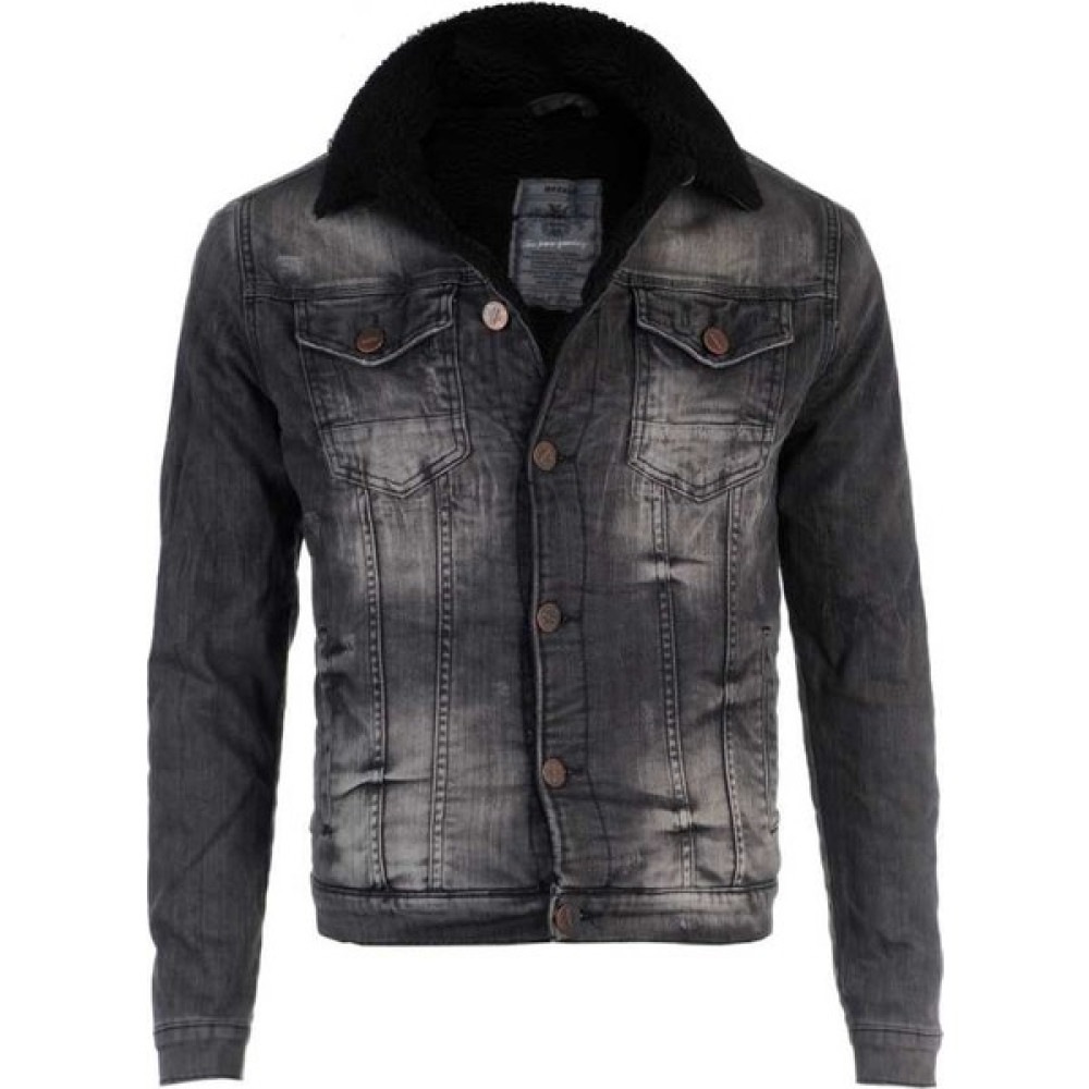 Cipo&Baxx CJ239 Siyah Kürklü Eskitilmiş Denim Slim Fit Jeans Erkek Kot Ceket Erkek Ceket Fiyatı