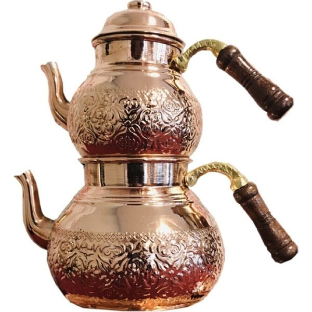 Çırağın Laleli Bakır Büyük Boy Çaydanlık Çay / Çaydanlık Setleri Fiyatı