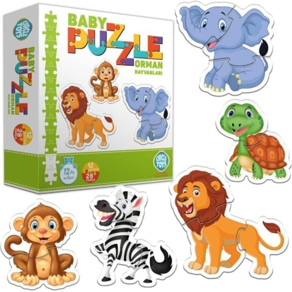 Circle Toys 28 Parça Circle Toys Baby Puzzle Seti 12 Adet Orman Hayvanları - Renkli Bebek Oyuncakları Fiyatı