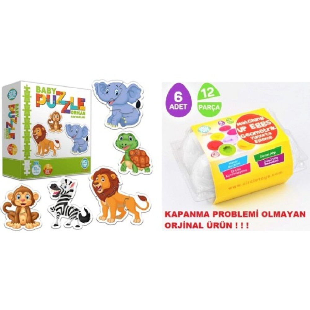 Circle Toys Circle Toys Baby Puzzle Orman Hayvanları - Geometrik Eğitici Yumurta Bultak 6 Lı Hayvan - Renkli Bebek Oyuncakları Fiyatı