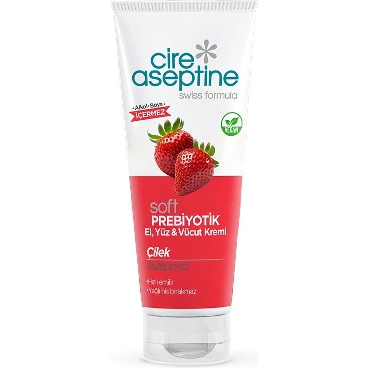 Cire Aceptine Cire Aseptine Çilek Aromalı Prebiyotik El Yüz ve Vücut Kremi 75 ml Hızlı Emilim Özelliği ile Diğer Fiyatı