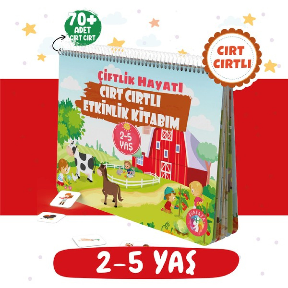 Cırt Cırtlı Etkinlik ve Çiftlik Hayatı Kitabı 2-5 Yaş, Konuşma ve Dikkat Geliştiren Eğlenceli Kitap Okul Öncesi Eğitici & Öğretici Kitaplar Fiyatı