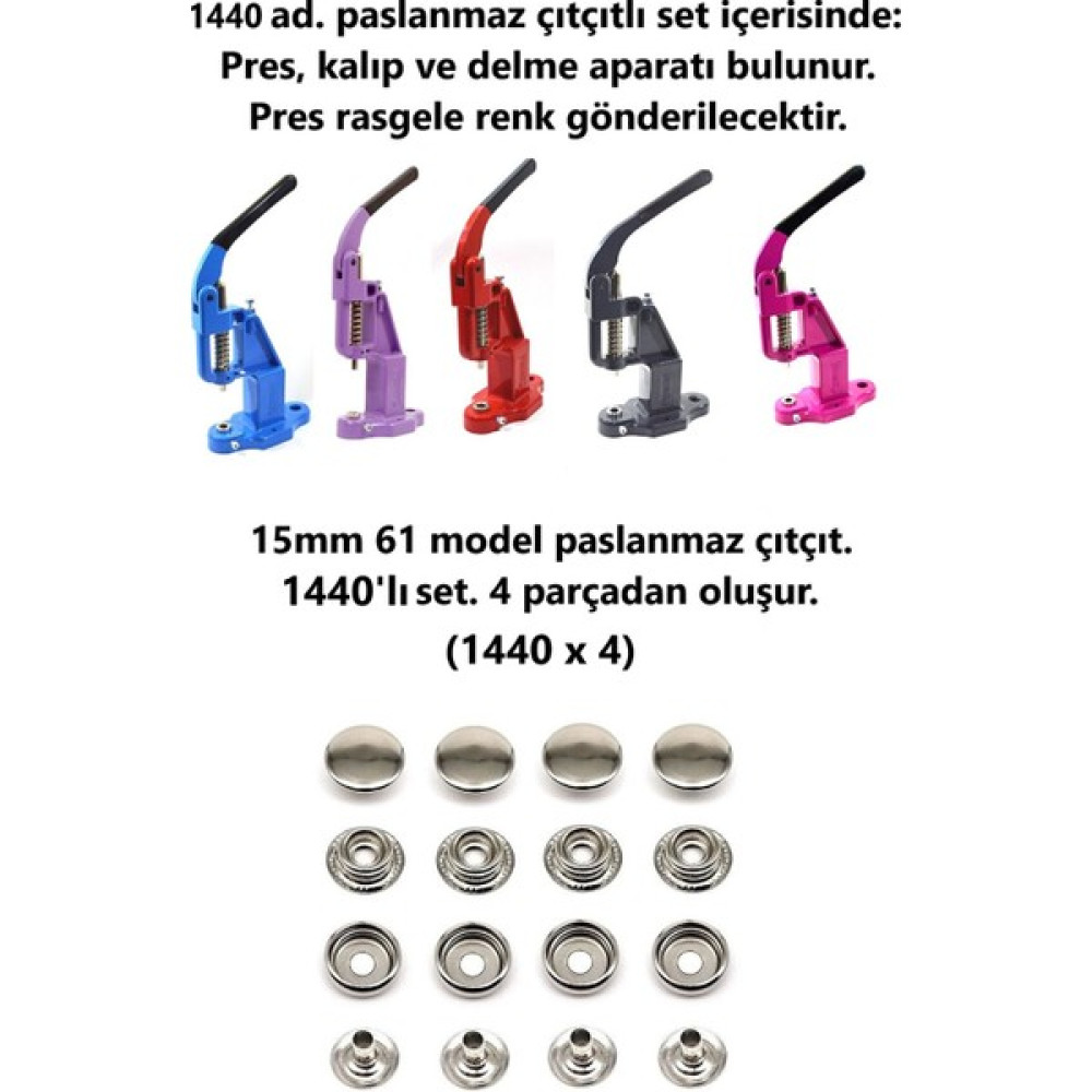Çıtçıt Makinesi, 1440 Adet 15MM Paslanmaz Mont Çıtçıt, Kalıplarıyla Beraber. - 14 Oyun & Hobi Fiyatı