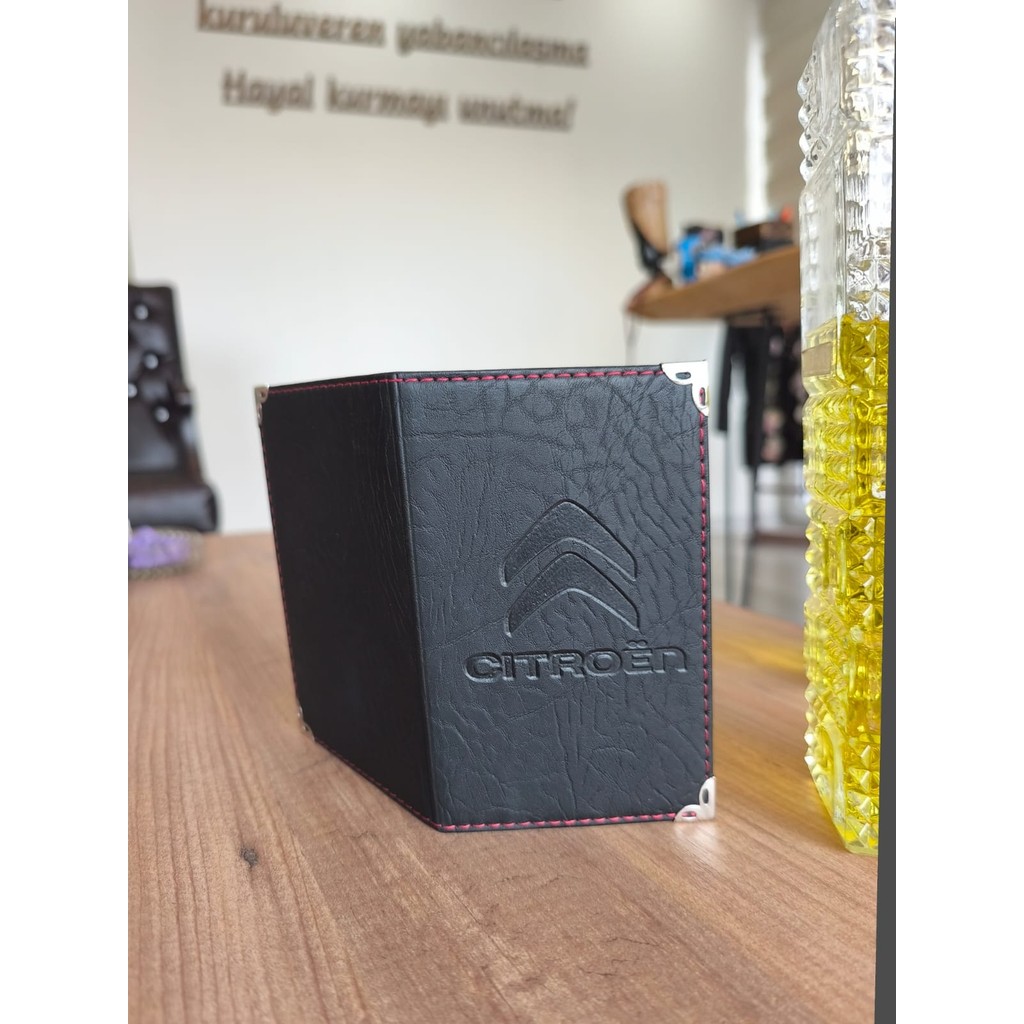 Citroen Premium Ruhsat Kılıfı Kabı Koruyucu Kılıf Oto Aksesuar Kılıfı - Siyah - Kırmızı - Siyah Premium Araba & Motorsiklet Aksesuarı Fiyatı