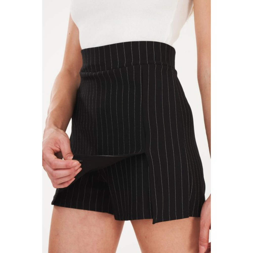City Center Fashion Kadın Mini Çizgili Şort Etek Bel Lastik Etek Şort CTY-ABR-5814 Etek Fiyatı