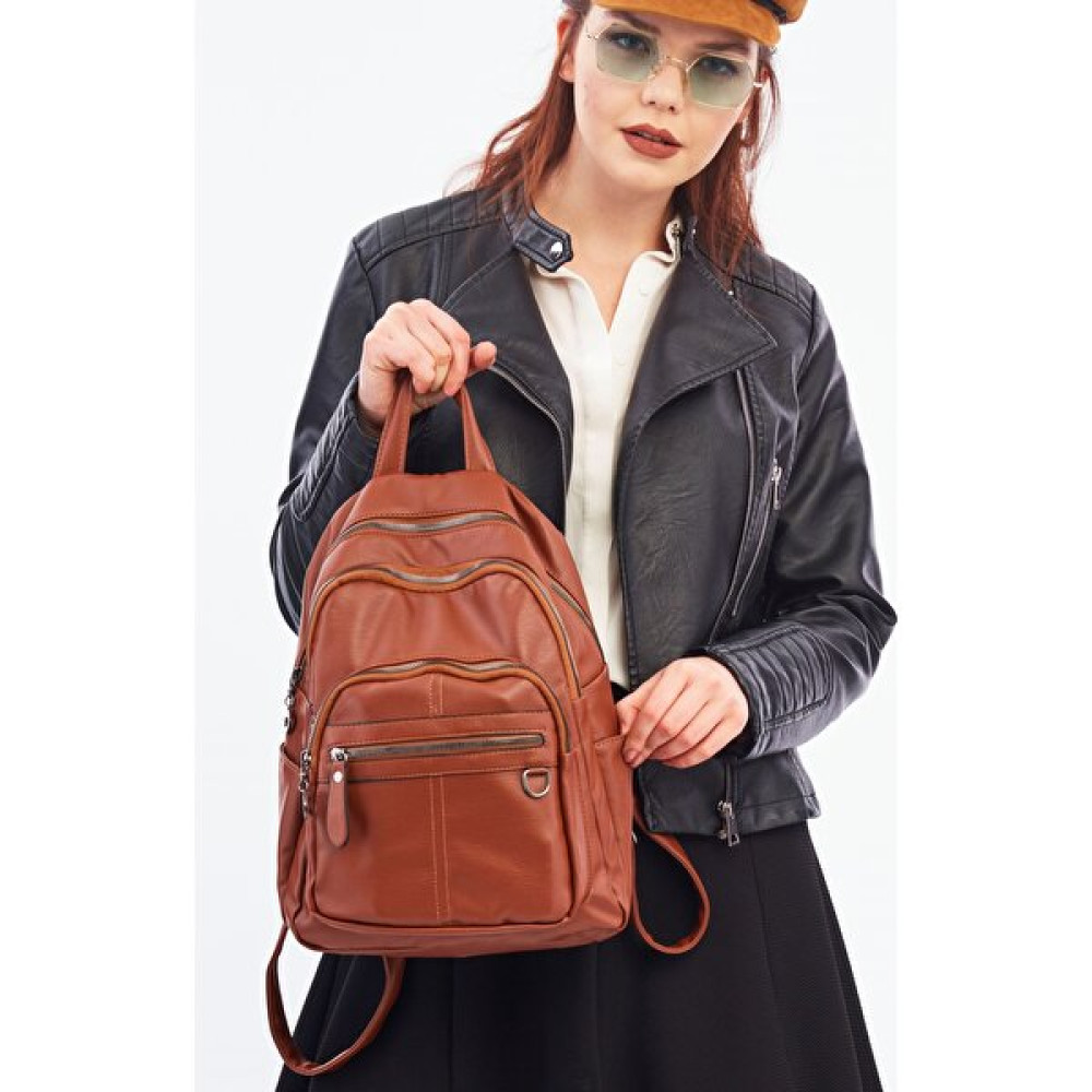 City Center Fashion Kadın Taba Sekiz Bölmeli Sırt Çantası CTY-LBN-011 Bayan Sırt Çantası Fiyatı