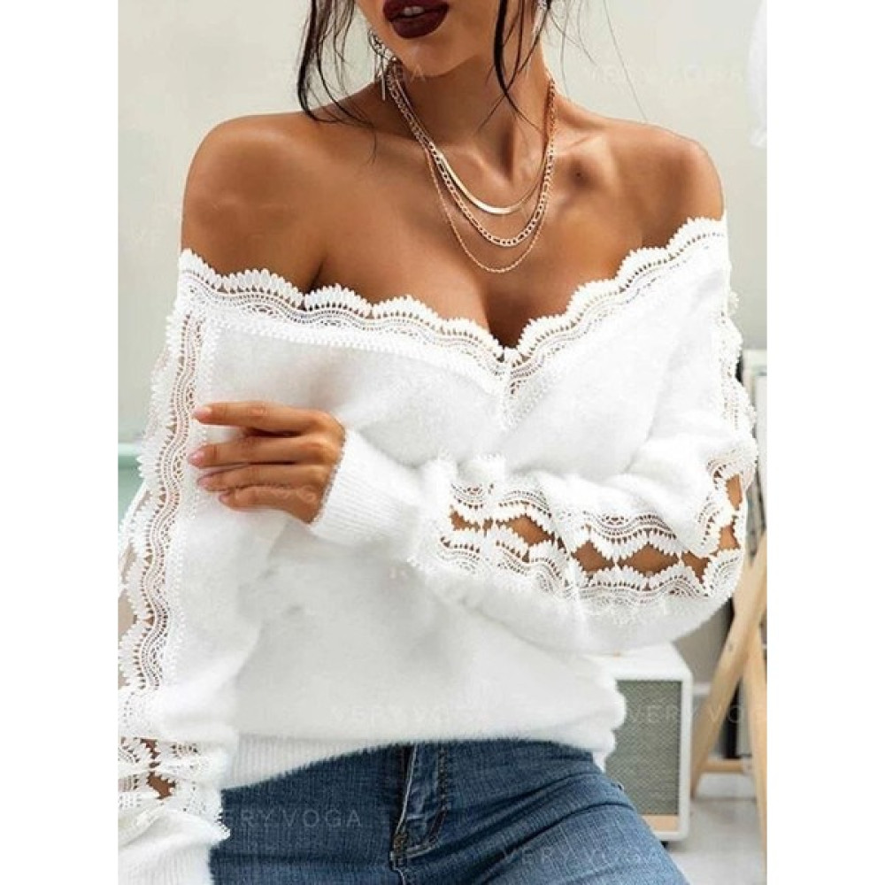 Civarda Moda Yumoş Kumaş Güpür Dantelli Bluz Bluz Fiyatı