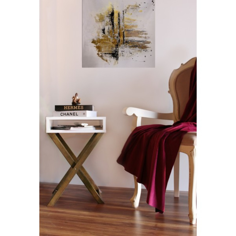 Çivi Concept Çiviconcept - Arven Sehpa Dekoratif Beyaz-Ceviz Raflı Dergilik Sehpa 40X40X60 - Beyaz Yan Sehpa Fiyatı