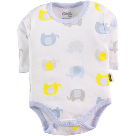 Civil Baby 0-24 Ay Mavi Çıtçıtlı Bebek Body