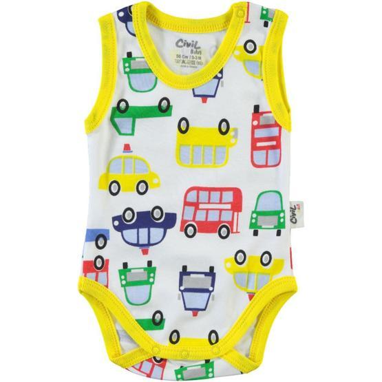 Civil Baby 0-24 Ay Sarı Çıtçıtlı Erkek Bebek Body