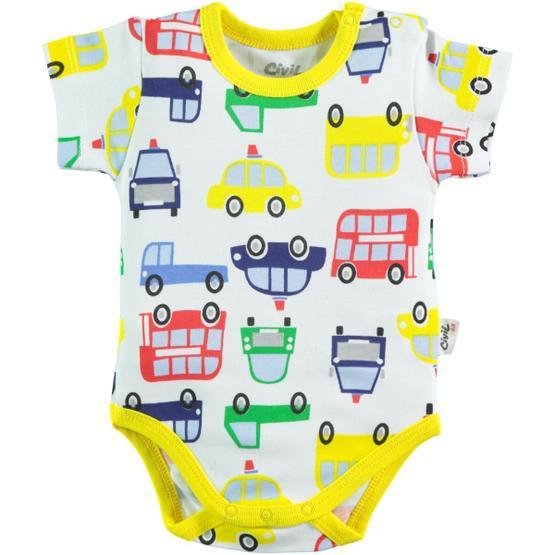 Civil Baby 0-24 Ay Sarı Çıtçıtlı Erkek Bebek Body