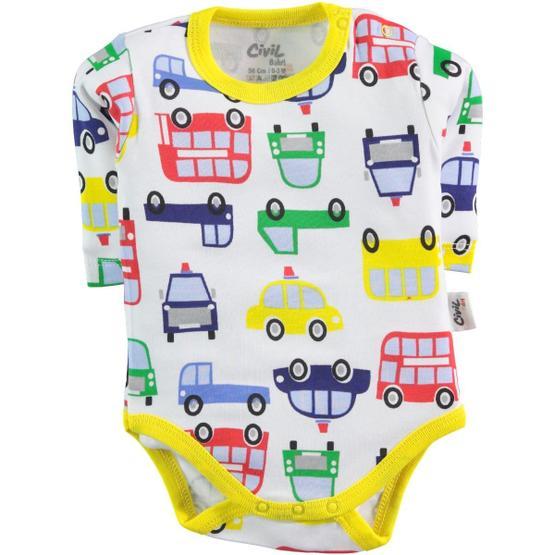 Civil Baby 0-24 Ay Sarı Çıtçıtlı Erkek Bebek Body