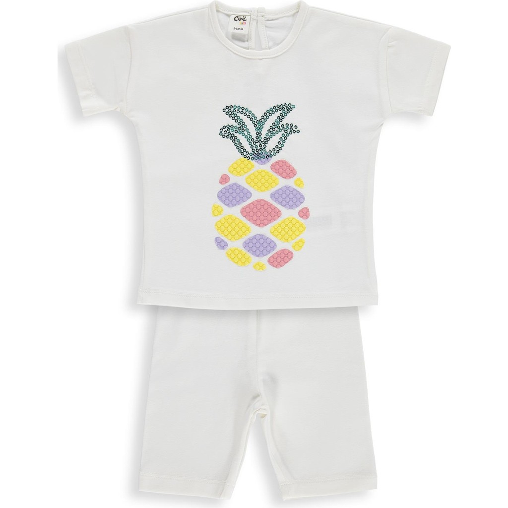 Civil Baby Ananas Nakışlı 6-18 Ay Takım - Ekru Bebek Giysi Takım Fiyatı