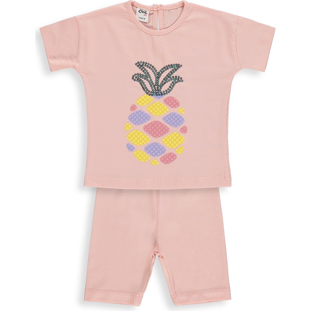 Civil Baby Ananas Nakışlı 6-18 Ay Takım - Pudra Bebek Giysi Takım Fiyatı