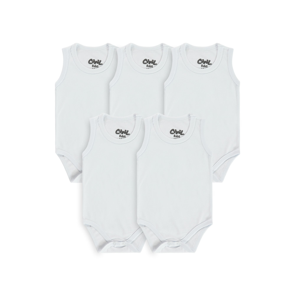 Civil Baby Basic Süprem Bisiklet Yaka 5li Çıtçıtlı Badi 12-24 Ay Beyaz 18-24 AY Beden Bebek Body Fiyatı