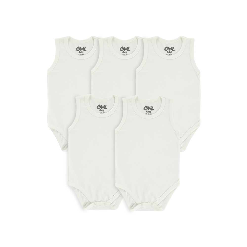 Civil Baby Basic Süprem Bisiklet Yaka 5li Çıtçıtlı Badi 12-24 Ay Ekru 12-18 AY Beden Bebek Body Fiyatı