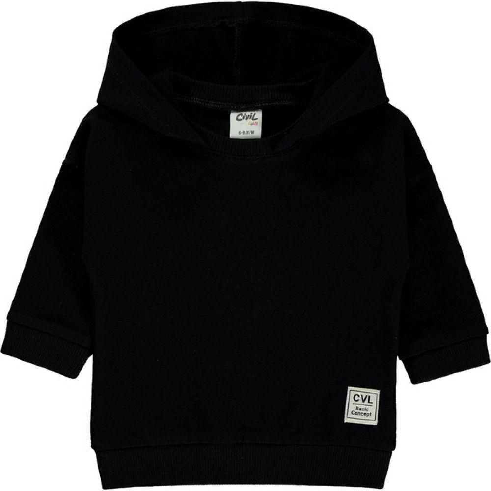 Civil Baby Erkek Bebek Kapüşonlu Sweatshirt 6-18 Ay Siyah Bebek Sweat Shirt Fiyatı