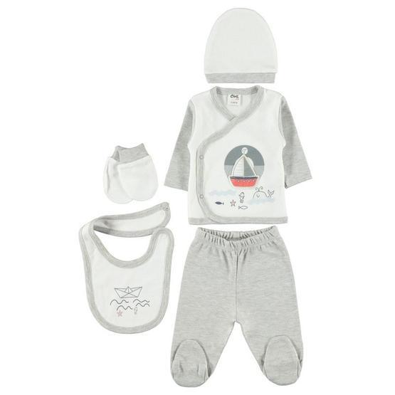 Civil Baby Yenidoğan Gri 5'li Erkek Bebek Zıbın Takımı