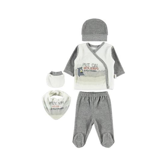Civil Baby Yenidoğan Gri 5'li Erkek Bebek Zıbın Takımı
