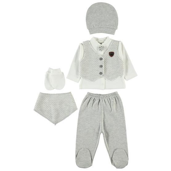 Civil Baby Yenidoğan Gri 5'li Erkek Bebek Zıbın Takımı