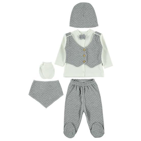 Civil Baby Yenidoğan Gri 5'li Erkek Bebek Zıbın Takımı