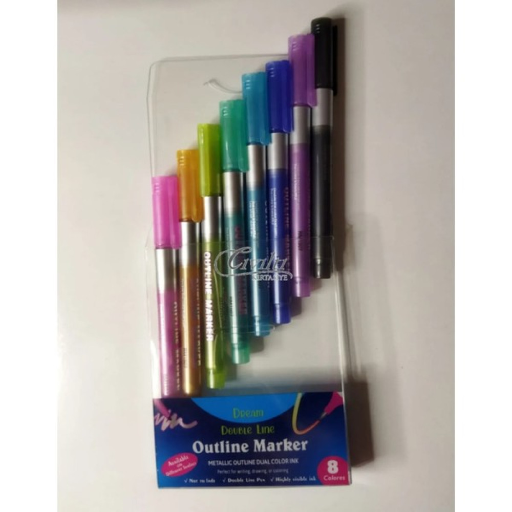 Cıvıltı Outline Marker Metallic 8 Colores Kontürlü Metalik Kalem Sanatsal Malzemeler Fiyatı