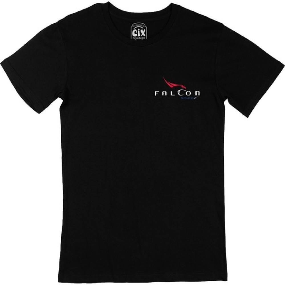 Cix Falcon Spacex Cep Logo Tasarımlı Siyah Tişört Erkek T-shirt Fiyatı
