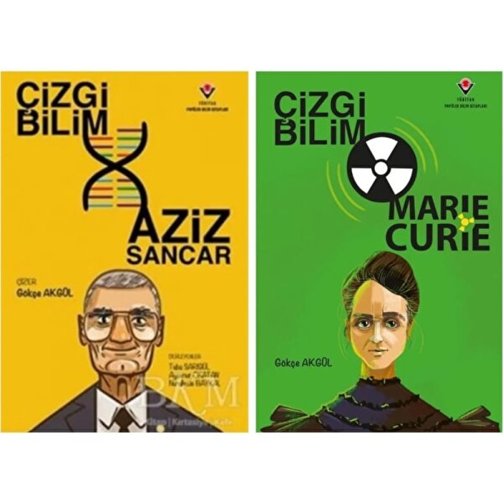 Çizgi Bilim Marie Curie - Çizgi Bilim Aziz Sancar 2'li Set - Gökçe Akgül - çizgi roman Çizgi Roman Fiyatı
