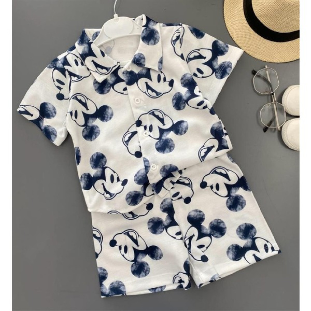 Çizgi Kids Polo Yaka Kısa Kollu Beyaz Disney Baskılı Ikili Takım Erkek Çocuk Giyim Takımı Fiyatı