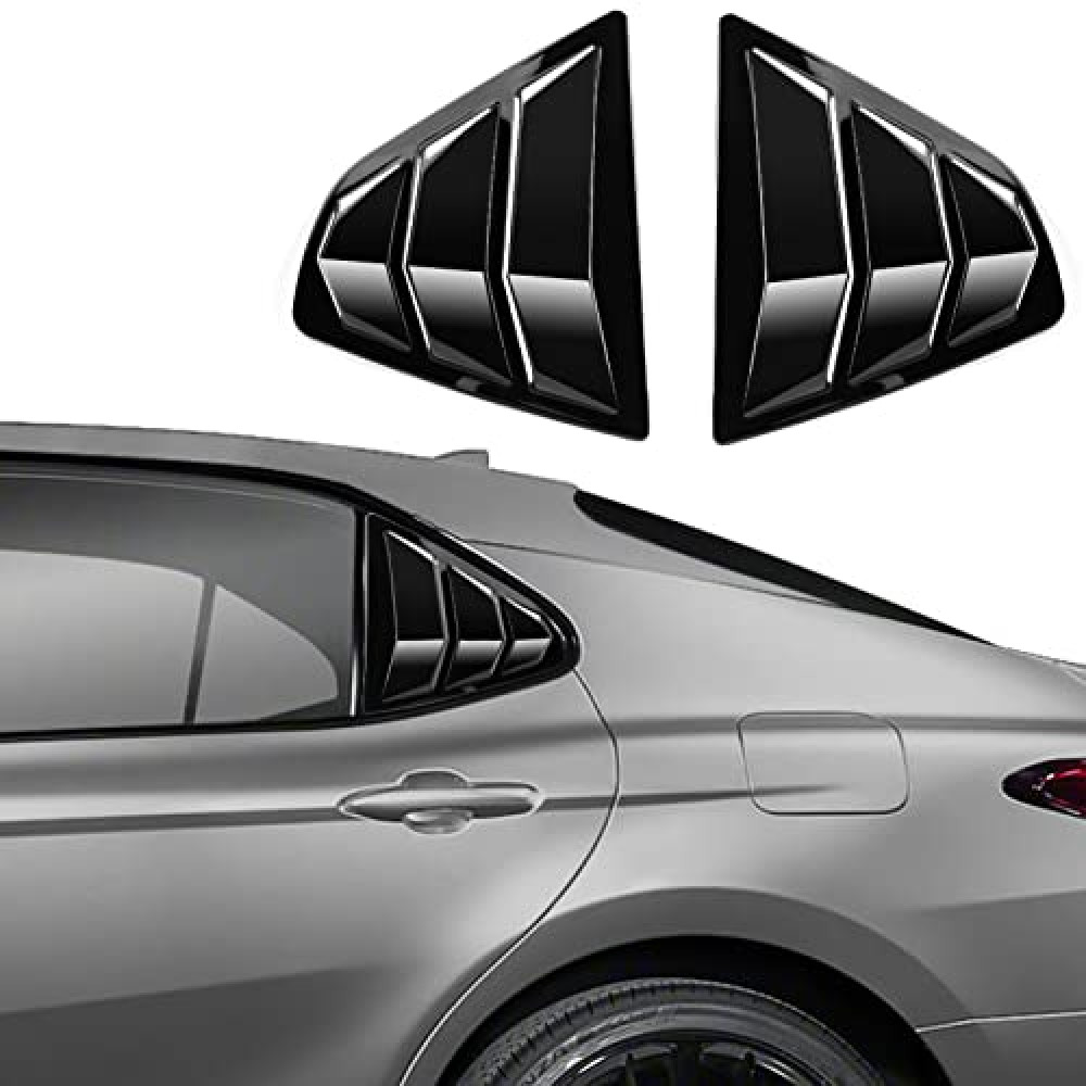 CKE Compatible with Toyota Camry 2024 2023 2022 2021 2020 2019 2018 Accessories Sporty Car Rear Side Window Louvers Air Vent Scoop Shades Cover Trim Blinds -Glossy Black (Not Fit 2025)