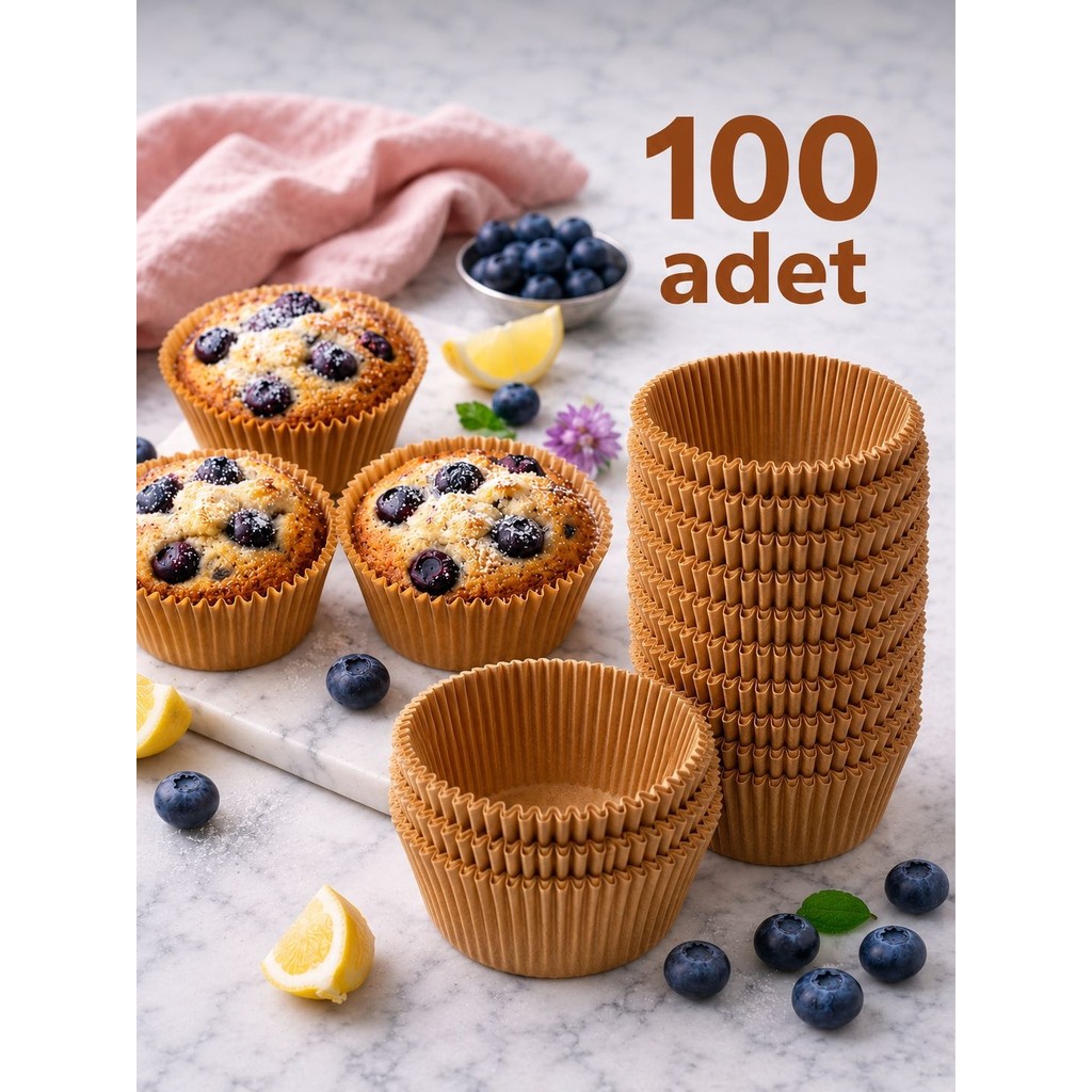 CKM Silikon 100 Adet Kraft Kağıt Kek Kapsülü | Muffin Cupcake Kek Kapsülü | 100’LÜ Kağıt Kek Kalıbı - Acı Kahverengi - Bej Diğer Fiyatı