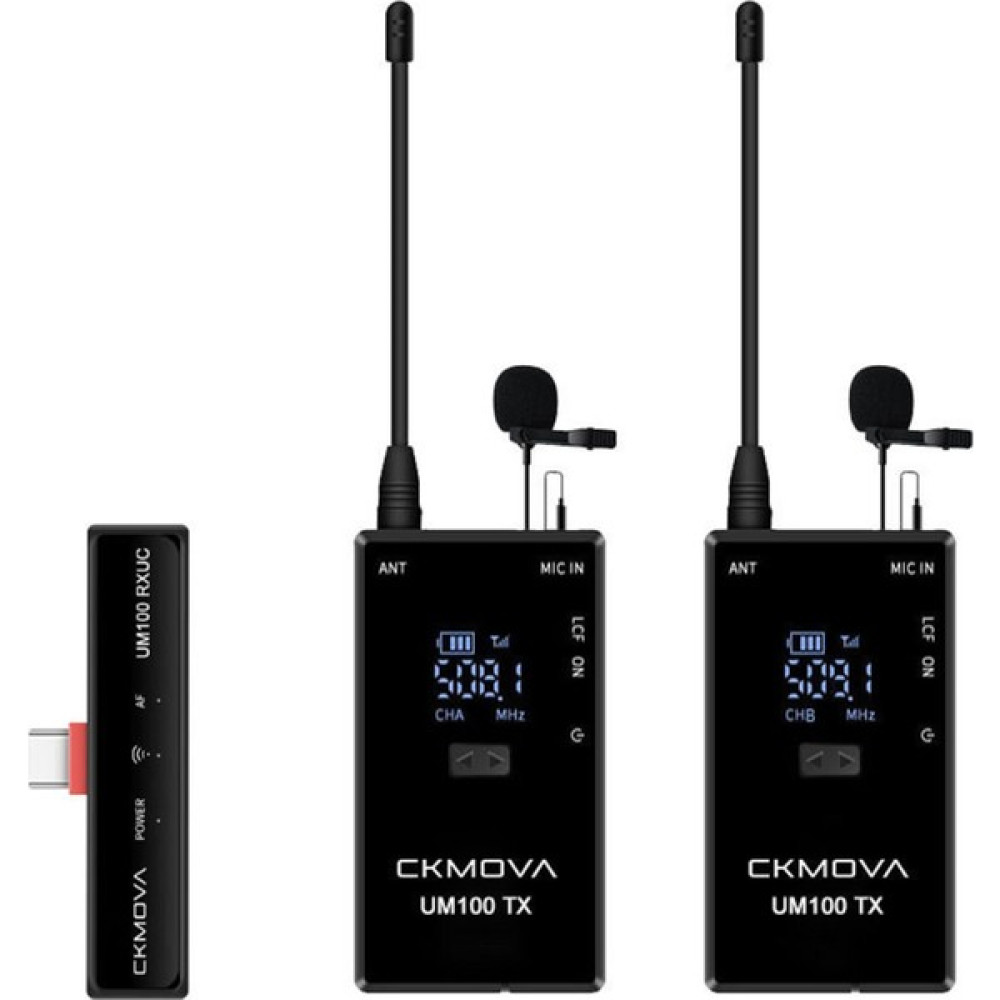 Ckmova UM100 Kit-4 Ultra Kompakt Type-C Girişli 1 Alıcı 2 Vericili Uhf Kablosuz Yaka Mikrofon Seti - Siyah Müzik Aletleri Fiyatı