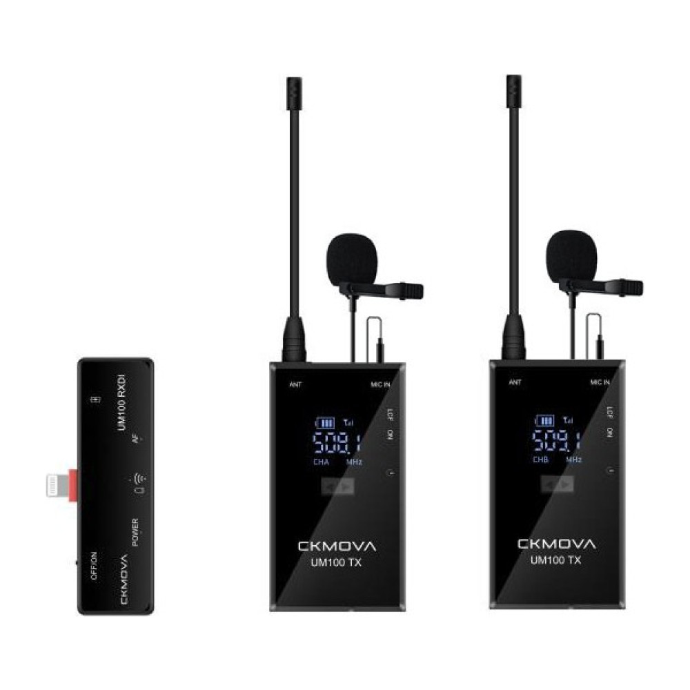 Ckmova UM100 Kit-6 Ultra Kompakt Iphone Ios Için 1 Alıcı 2 Vericili Uhf Kablosuz Yaka Mikrofon Seti - Siyah Müzik Aletleri Fiyatı