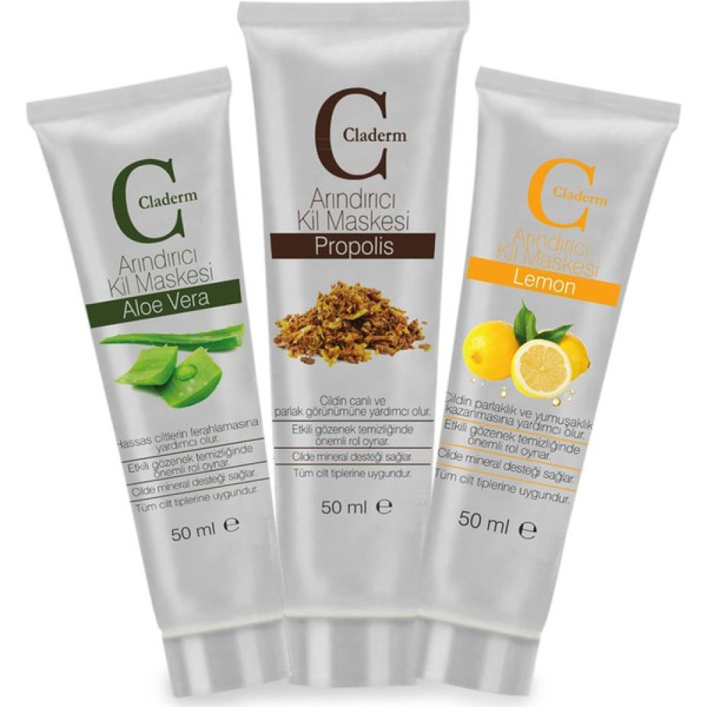 Claderm 50ML 3'lü (Aloe Vera-Propolis-Lemon) Avantaj Paketi Maskeler Fiyatı