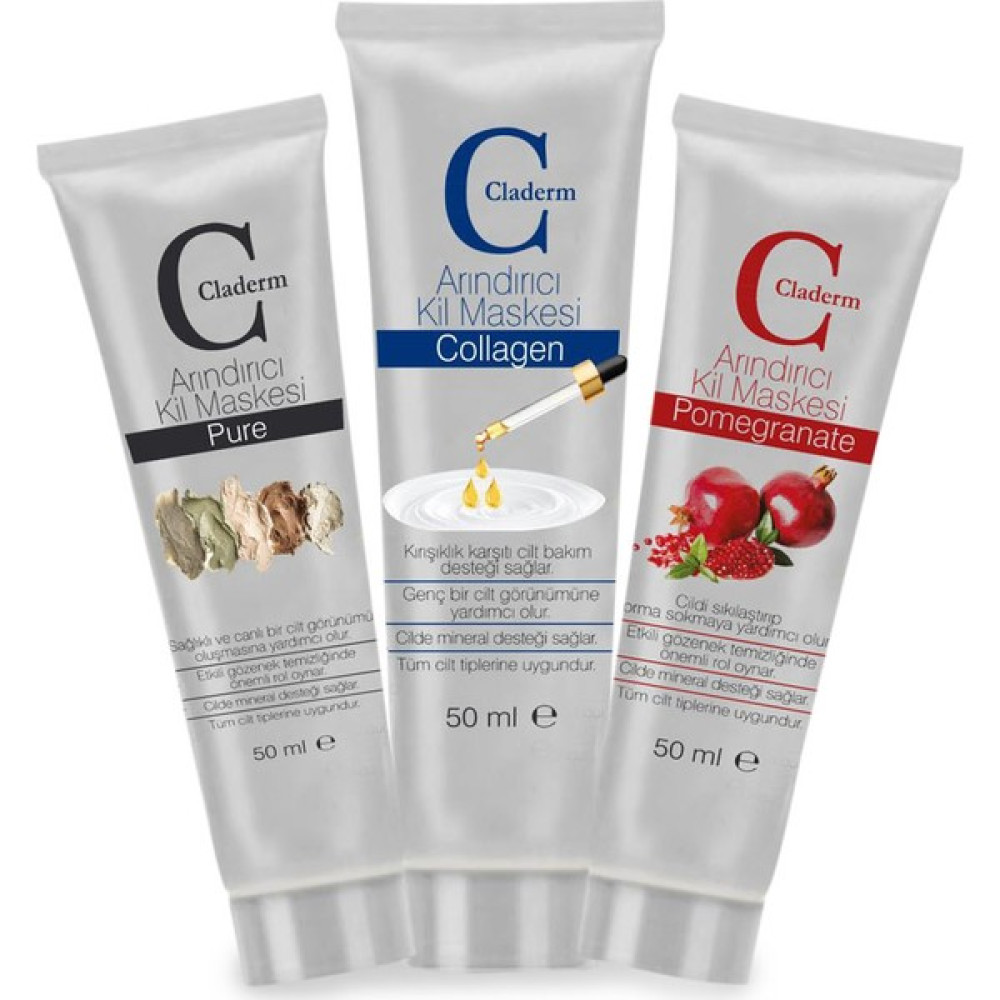 Claderm 50ML 3'lü (Pure-Collagen-Pomegranate) Avantaj Paketi Maskeler Fiyatı