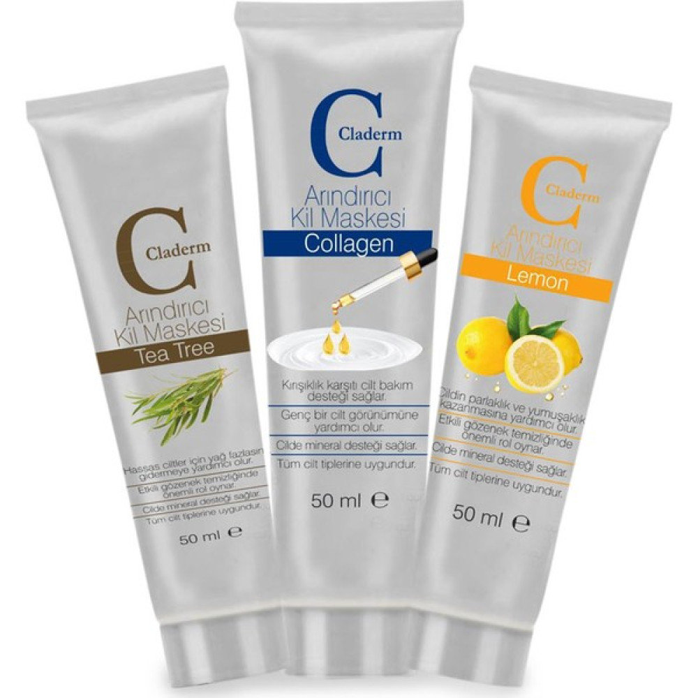 Claderm 50ML 3'lü (Tea Tree-Collagen-Lemon) Avantaj Paketi Maskeler Fiyatı