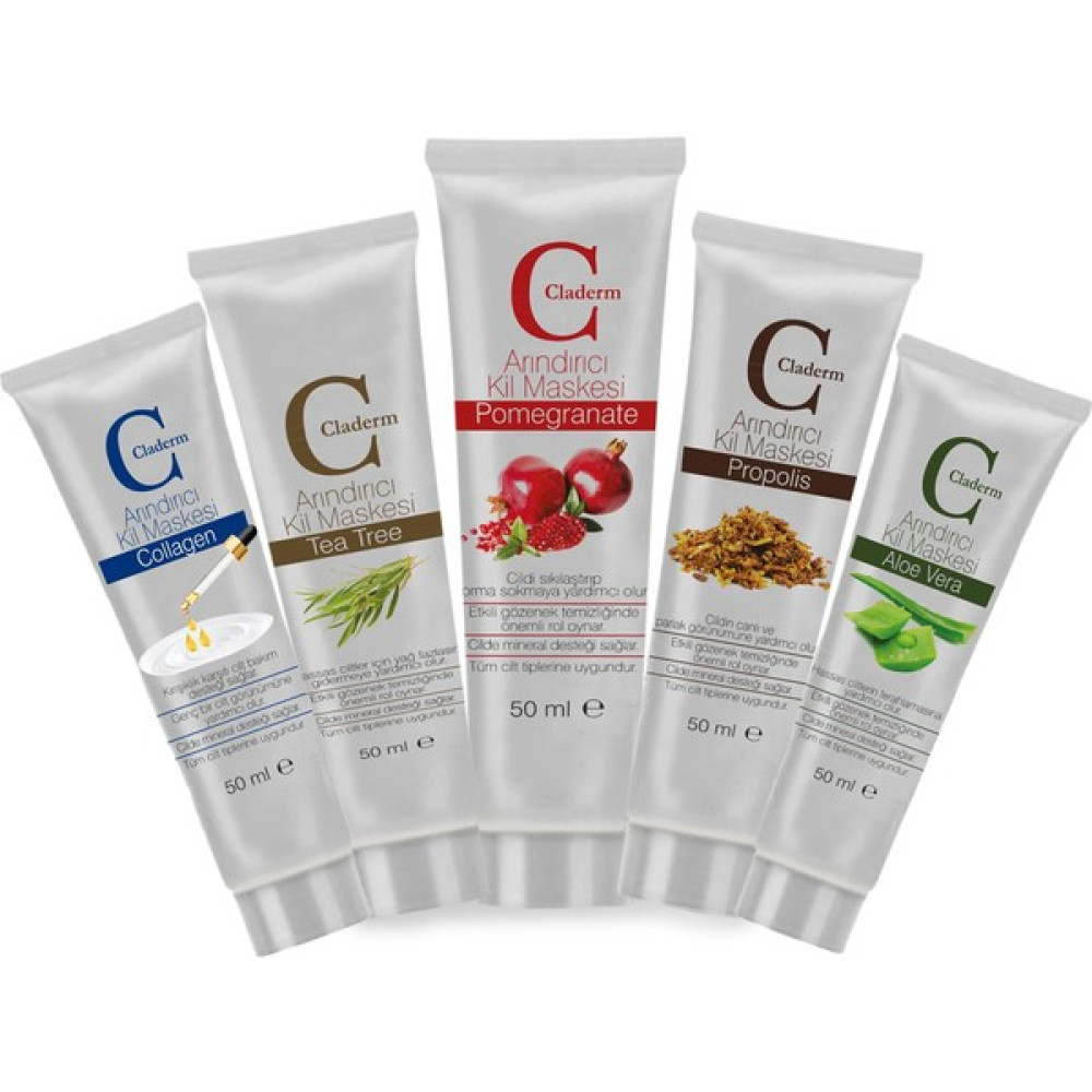 Claderm 5'li 50ml. (Aloe,Tea Tree,Nar,Propolis,Collagen) Set Cilt ve Yüz Bakımı Fiyatı