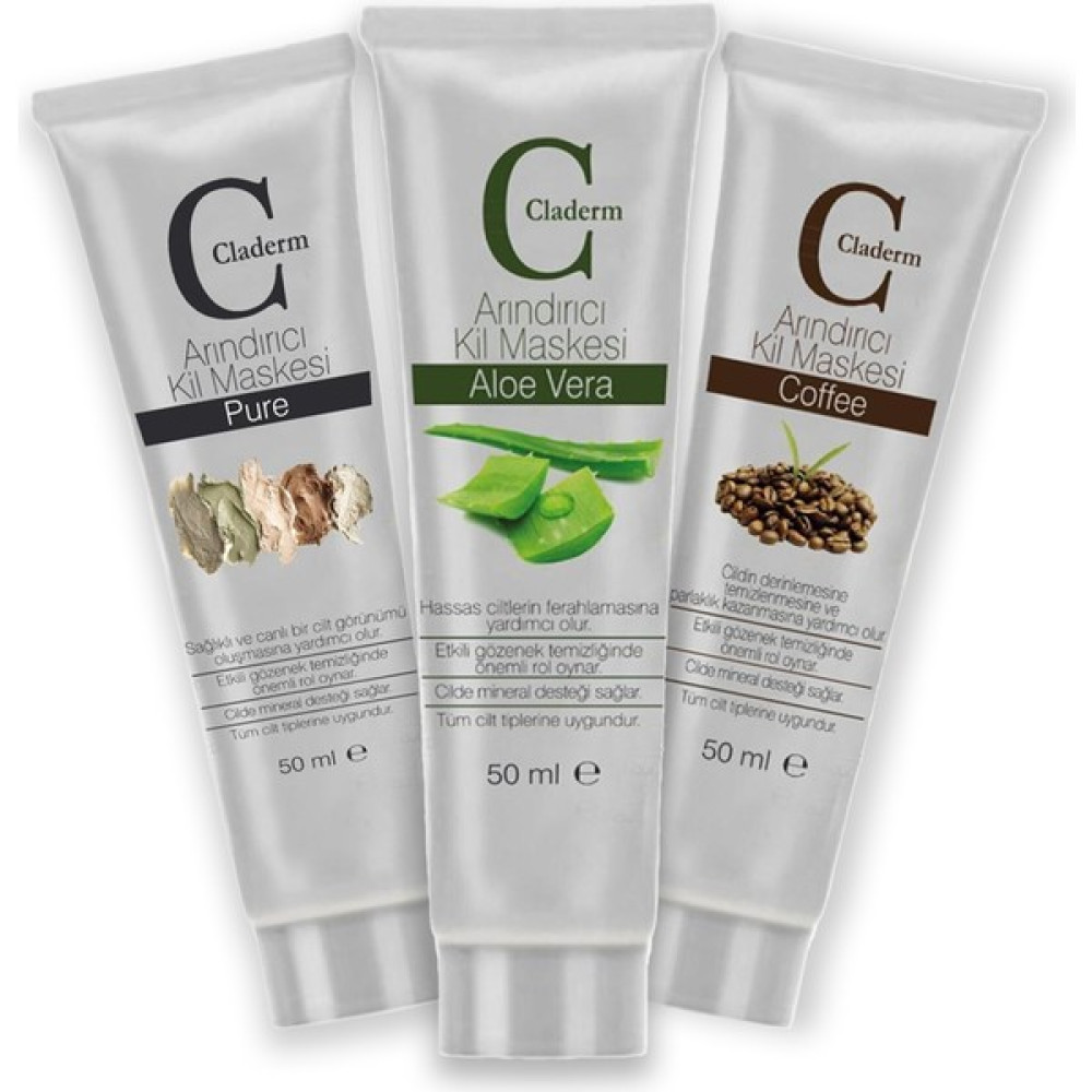 Claderm Pure-Aloe Vera-Coffee Maske 3x50 ml Maskeler Fiyatı