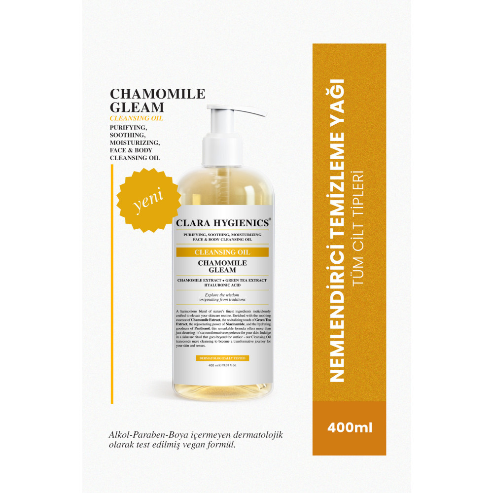 Clara Hygienics Chamomile Gleam Arındırıcı Yağ Bazlı Makyaj Temizleyici Vegan Yüz ve Vücut Temizleme Yağı 400ml Cilt Temizleme ve Peeling Fiyatı
