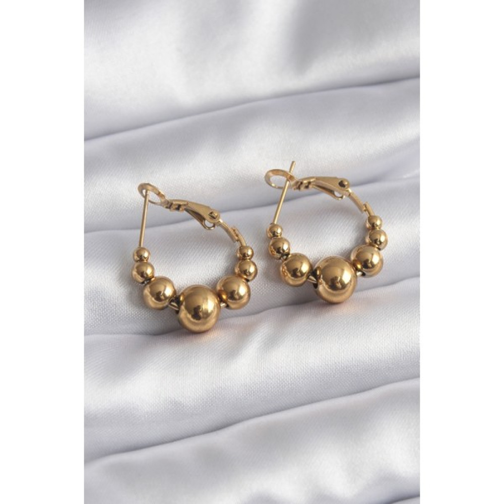 Clariss 316L Çelik Gold Renk Minimal Top Halka Model Kadın Küpe - 0,6 cm - Renkli Bijuteri Küpe Fiyatı