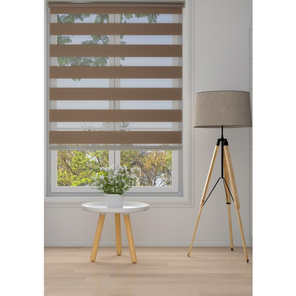 Clarıss Home Pliseli Sütlü Kahve   Mutfak Oda Salon Ofis Cam Balkon  zebra Stor Perde - 30 x 40 cm Perde Fiyatı