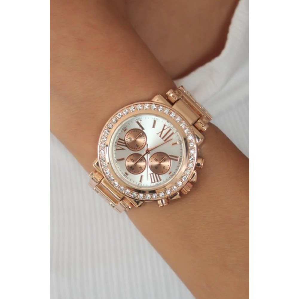 Clariss Rose Gold Metal Kasa Taşlı Kadın Kol Saati Kol Saatleri Fiyatı