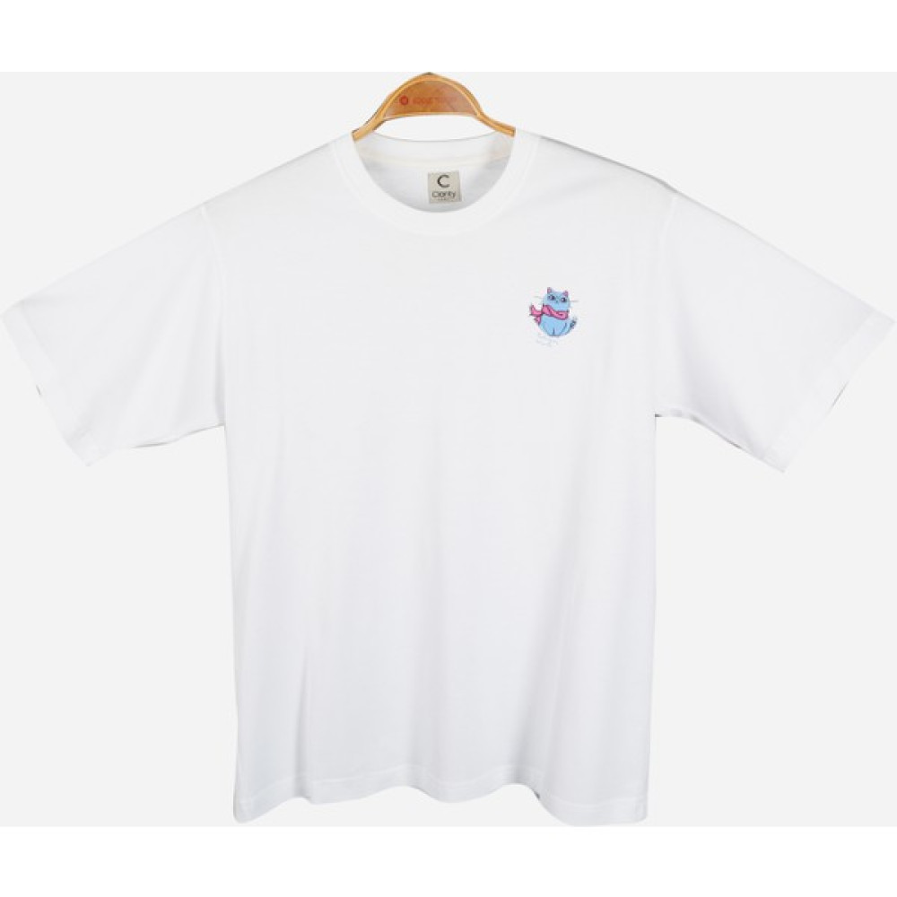 Clarity Craft Kedi Premium Oversize Unisex T-Shirt - Beyaz Bayan T-shirt Fiyatı