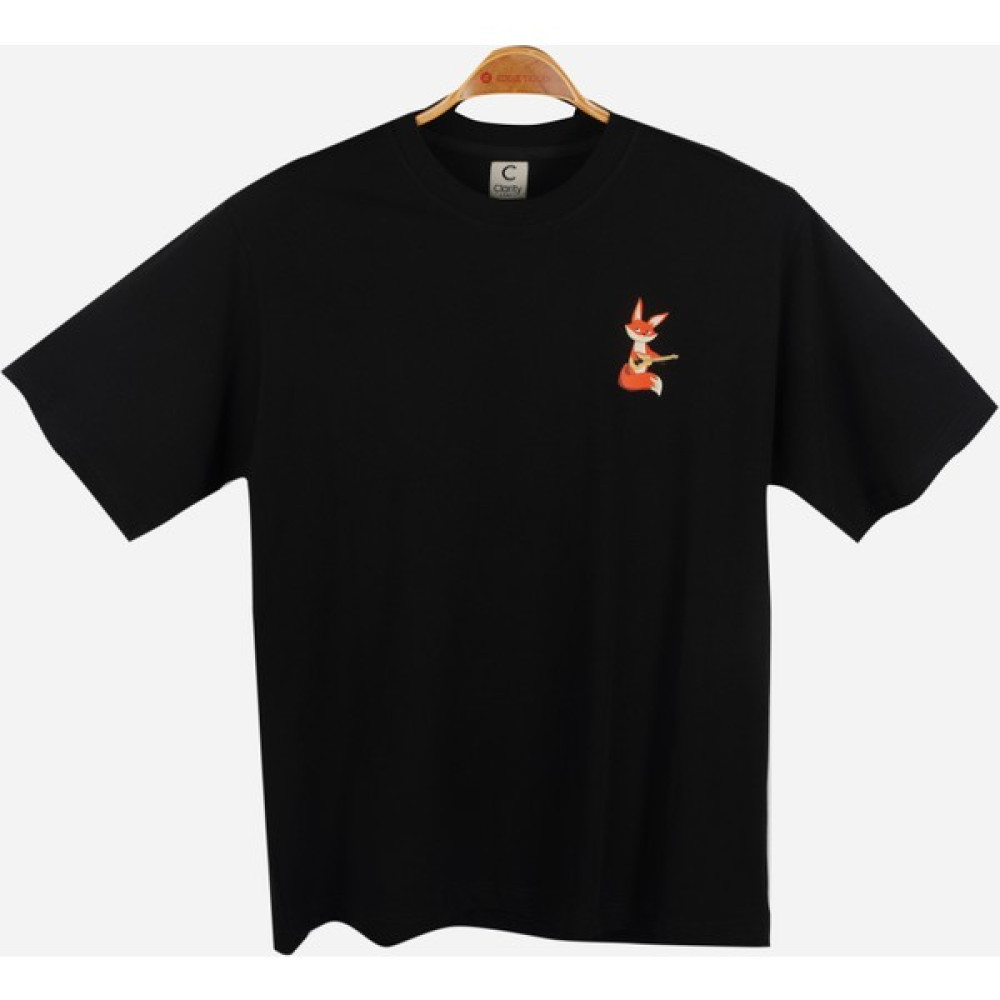 Clarity Craft Tilki Premium Oversize Unisex T-Shirt - Siyah Bayan T-shirt Fiyatı