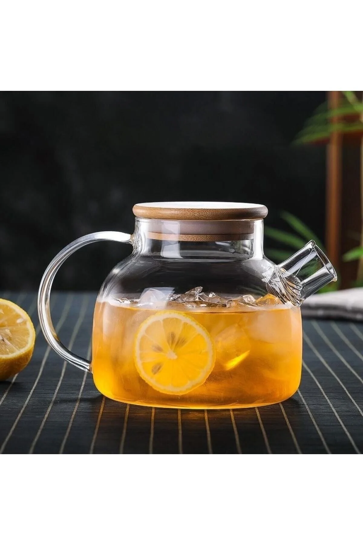 clasavm 1000ml Bambu Kapaklı Isıya Dayanıklı Cam Bitki Çayı Demliği Cam Sürahi" Çay / Çaydanlık Setleri Fiyatı