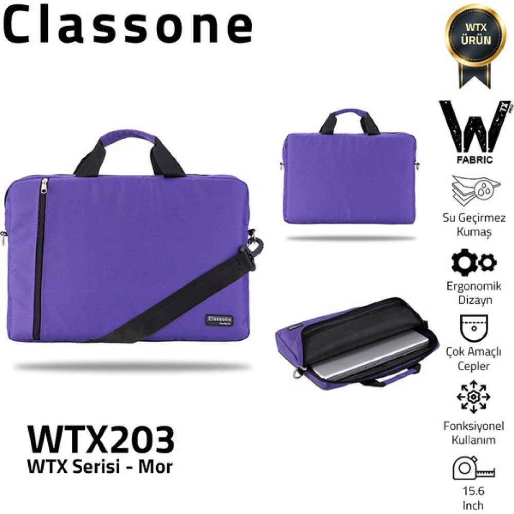 Classone WTX203 Wtxpro  Serisi 15.6 Inch Uyumlu Su Geçirmez Kumaş Macbook, Laptop , Notebook Sırt Çantası- Mor Dizüstü Bilgisayar Aksesuarları Fiyatı