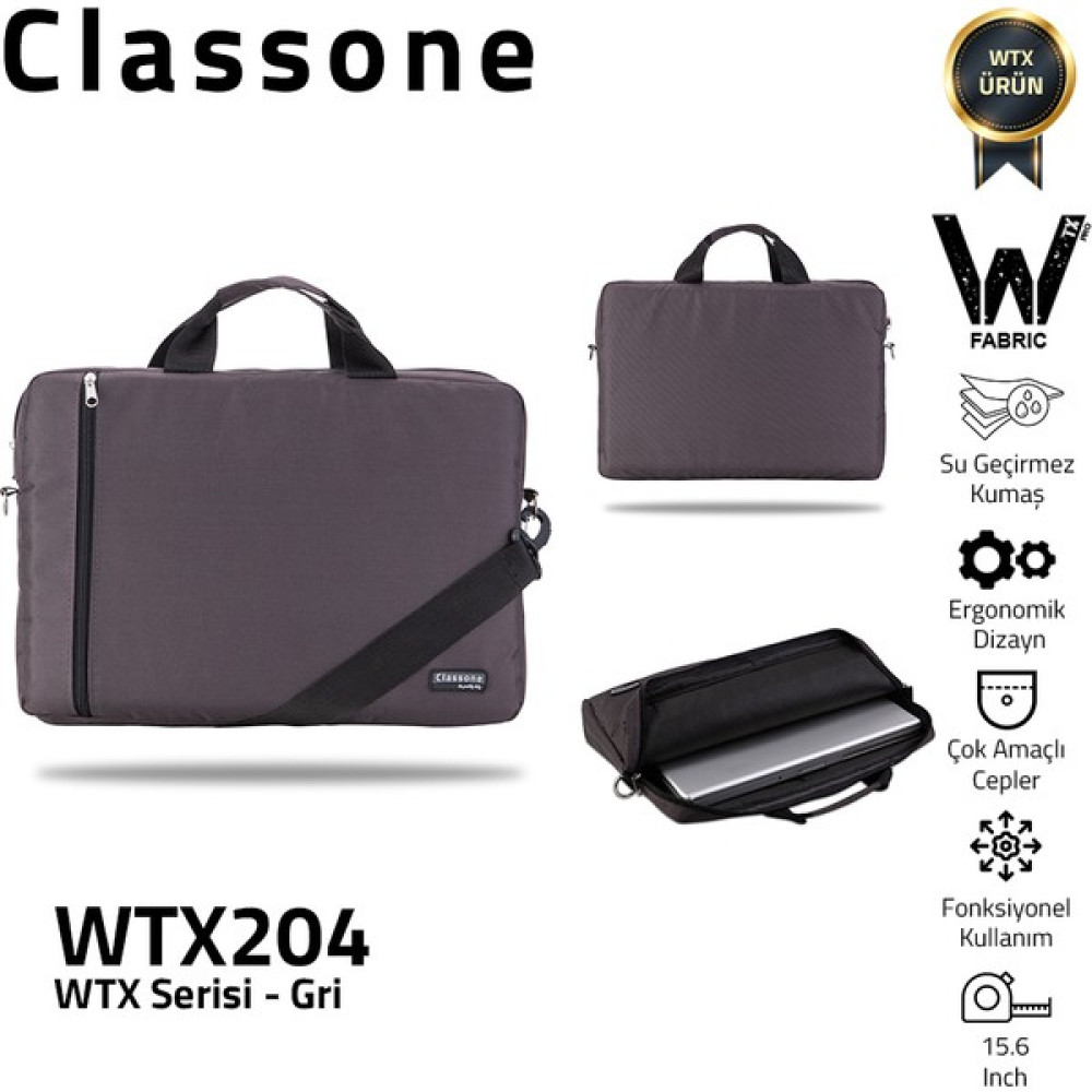 Classone WTX204 Wtxpro  Serisi 15.6 Inch Uyumlu Su Geçirmez Kumaş Macbook, Laptop , Notebook Sırt Çantası- Gri Dizüstü Bilgisayar Aksesuarları Fiyatı