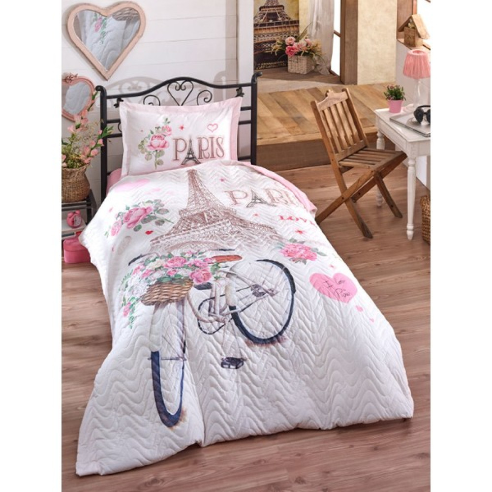 Clasy Paris Love Kapitoneli Hermevsim Set Tek Kişilik Pembe - 160 x 220 cm Nevresim Takımı Fiyatı
