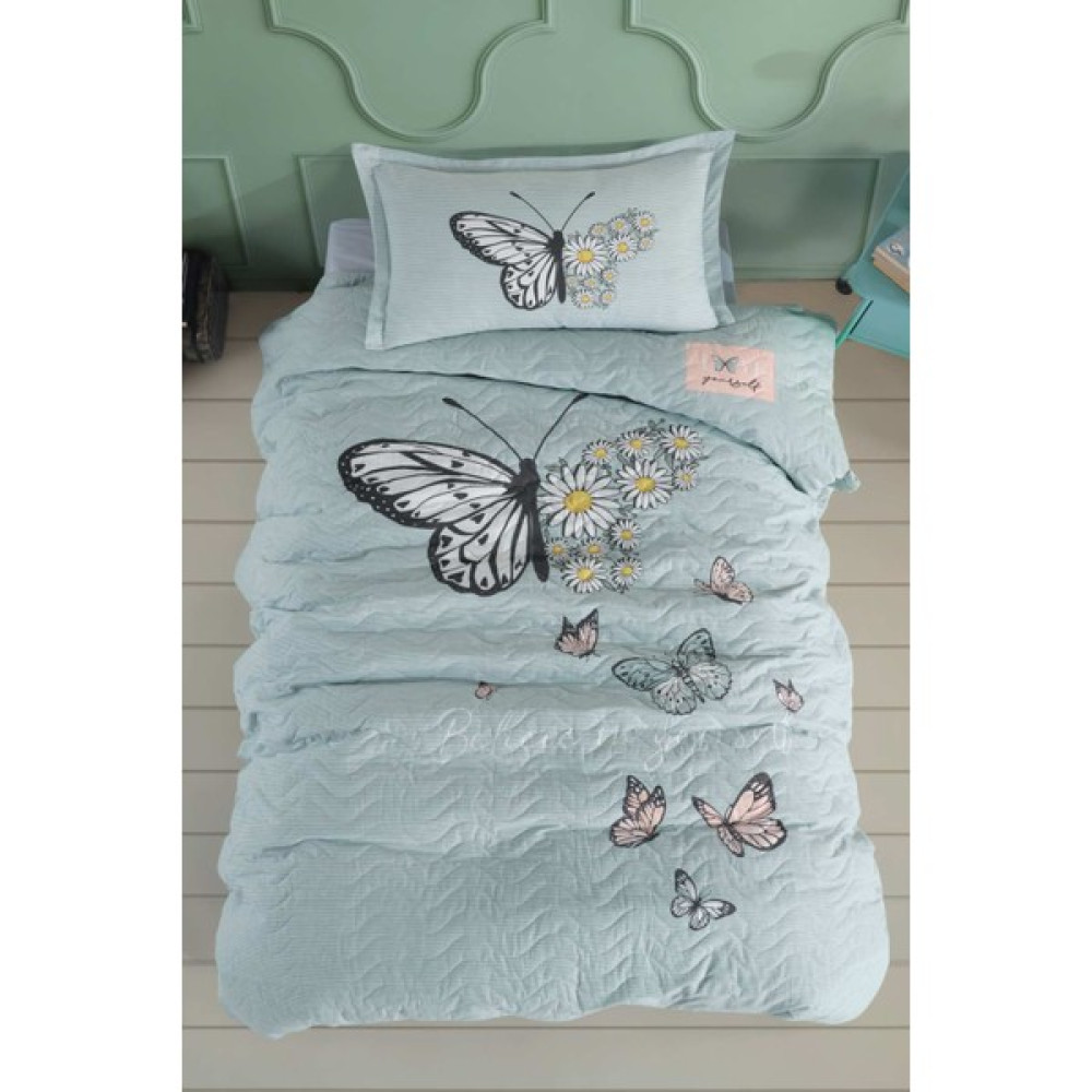 Clasy Ranforce %100 Pamuk Tek Kişilik Dört Mevsim Daisy Love V1 - 180 x 230 cm - Mint Nevresim Takımı Fiyatı